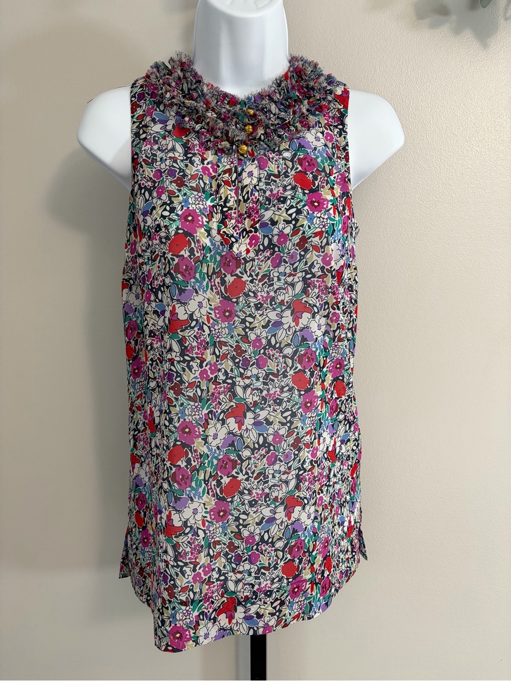 CAbi Multicolor Floral Ruffle-Neck Sleeveless Tank - Picture 16 of 16